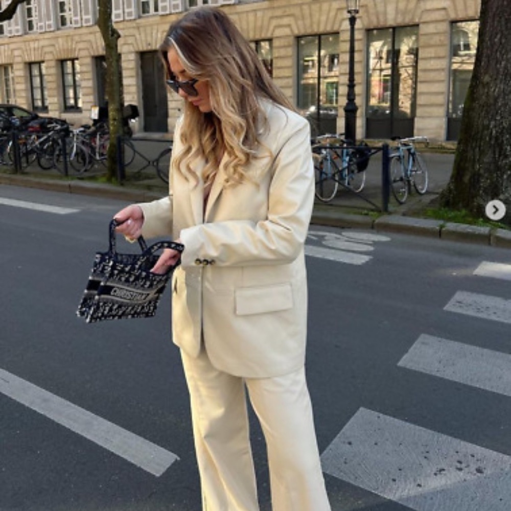 ZARA 2pcs Faux Leather Blazer + Pants Coord Set